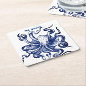 Blauer Kraken Rechteckiger Pappuntersetzer (angewinkelt)