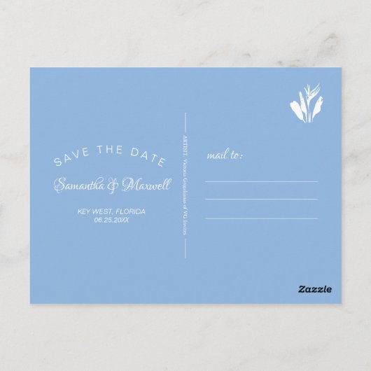 Blauer Kraken Save the Date Postkarte (Rückseite)