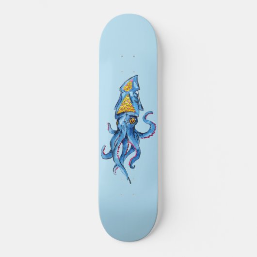 Blauer Kraken Skateboard (Vorderseite)