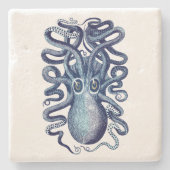 Blauer Kraken Steinuntersetzer (Vorderseite)