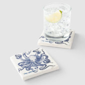 Blauer Kraken Steinuntersetzer (Seitenansicht)