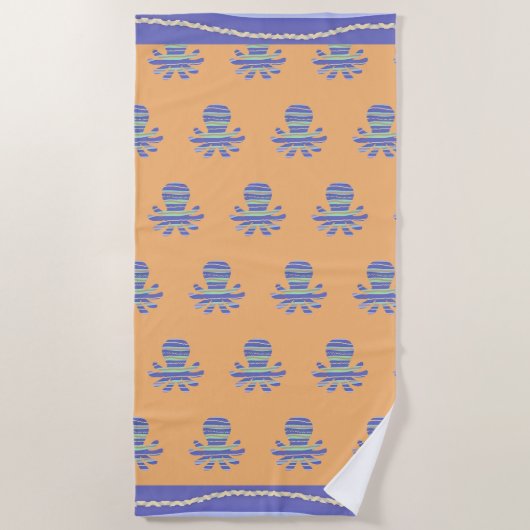 Blauer Kraken Strandtuch (Vorderseite)