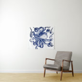 Blauer Kraken Wandteppich (Beispiel (Horizontal))