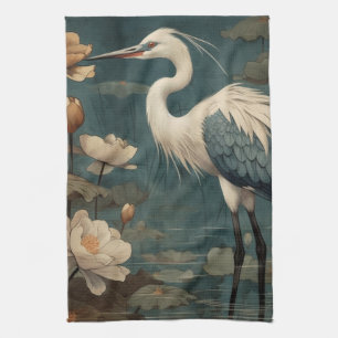Blauer Kranich & Lotus Küchentuch