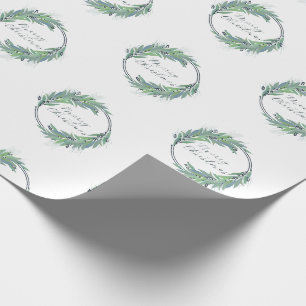 Blauer Kranich mit Leafy - Weihnachten/Feiertag Geschenkpapier