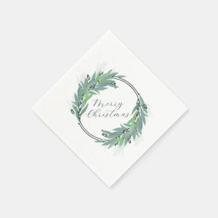 Blauer Kranich mit Leafy - Weihnachten/Feiertag Serviette