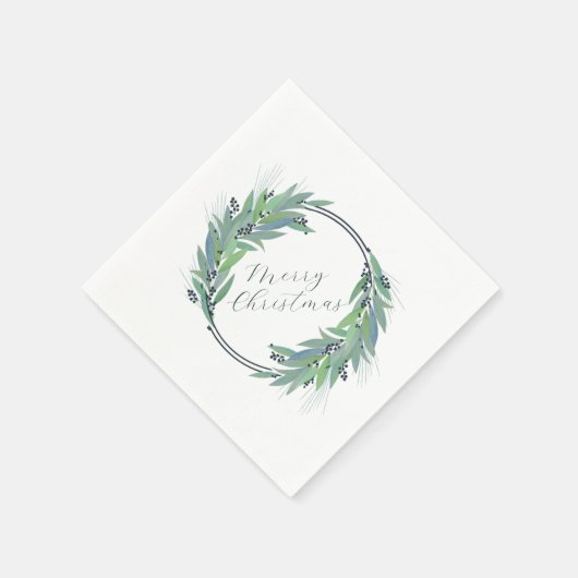 Blauer Kranich mit Leafy - Weihnachten/Feiertag Serviette (Ecke)