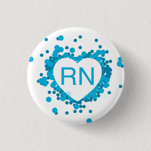 Blauer Krankenschwester RN-Herz-Knopf Button