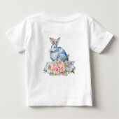 Blauer Kraut Rabbit Pink Blume 1. Osterfeier Baby T-shirt (Rückseite)