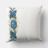 Blauer Kraut Wasserfarbe Handgestrichen Weiß Kissen (Rückseite)