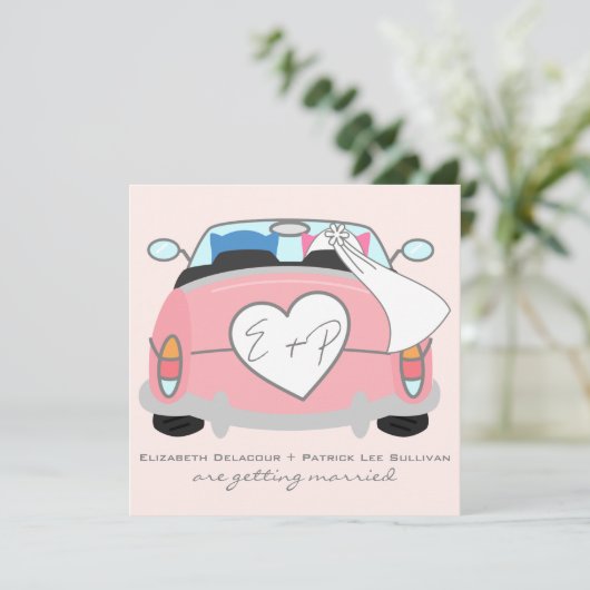 Blauer Kräuterschuh und rosa Bride Owl Einladung z (Stehend Vorderseite)