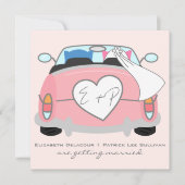 Blauer Kräuterschuh und rosa Bride Owl Einladung z (Vorderseite)