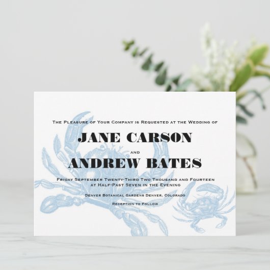 Blauer Krebs Einladung (Stehend Vorderseite)