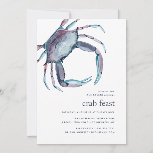 Blauer Krebs | Einladung zum Crab-Fest (Vorderseite)