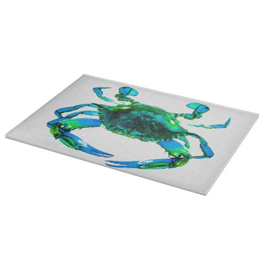 Blauer Krebs Glasschnitt Schneidebrett (Ecke)