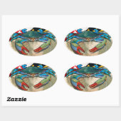 Blauer Krebs in Maryland Ovaler Aufkleber (Blatt)