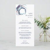 Blauer Krebs | Nautical Wedding Menu Card Menükarte (Stehend Vorderseite)