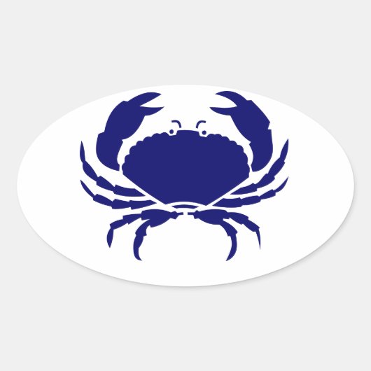 Blauer Krebs Ovaler Aufkleber (Vorderseite)
