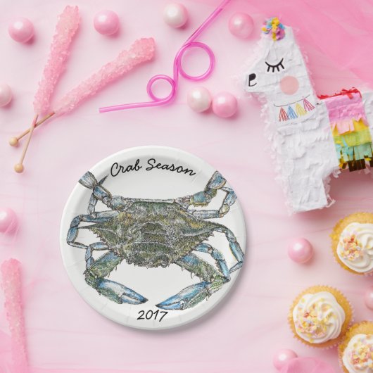 Blauer Krebs Pappteller (Party)