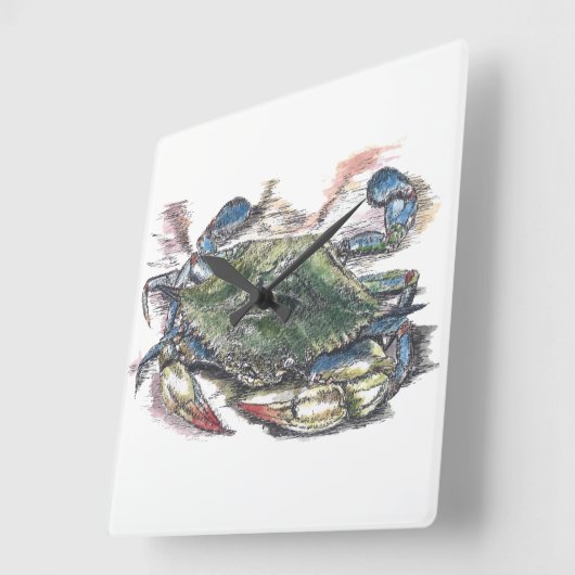 Blauer Krebs Quadratische Wanduhr (Winkel)