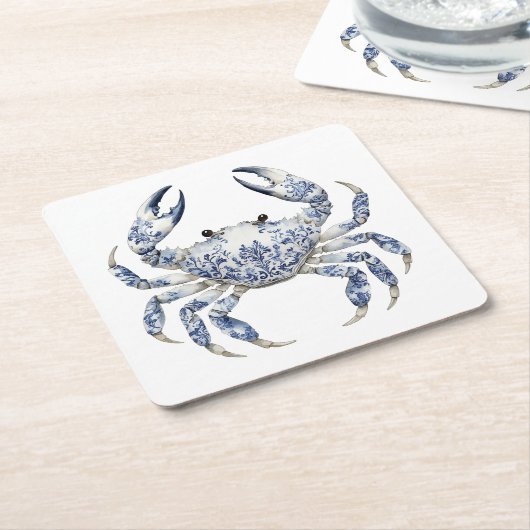 Blauer Krebs Rechteckiger Pappuntersetzer (angewinkelt)