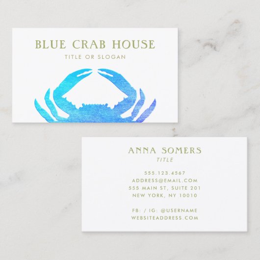 Blauer Krebs Visitenkarte (Vorne/Hinten)