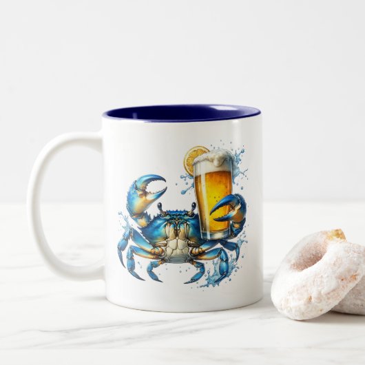 Blauer Krebs Zweifarbige Tasse (Mit Donut)