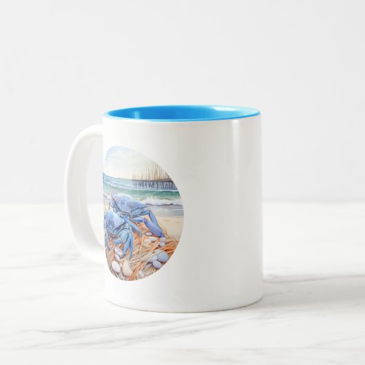 Blauer Krebs Zweifarbige Tasse (Vorderseite Links)