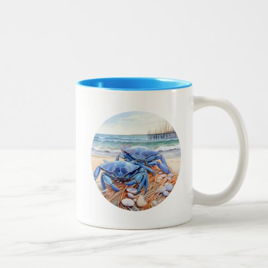 Blauer Krebs Zweifarbige Tasse (Rechts)