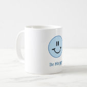 Blauer Kreis Sei Glücklich Lächeln Kaffeetasse (Vorderseite Links)