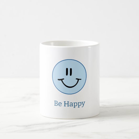 Blauer Kreis Sei Glücklich Lächeln Kaffeetasse (Mittel)
