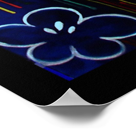 Blauer kreolischer Rain Poster (Ecke)