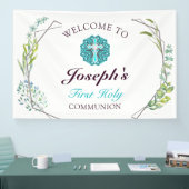 Blauer Kreuz Erste Heilige Kommune Willkommen Banner (Messe)