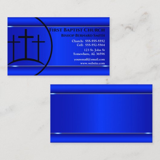 Blauer Kreuz Pastor oder Deacon Visitenkarte (Vorne/Hinten)