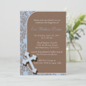 Blauer Kreuz Taufe/Christening Einladung (Stehend Vorderseite)