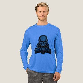 Blauer Krieger-Maskottchen-Schädel-Langarm-T-Shirt Tri-Blend Shirt