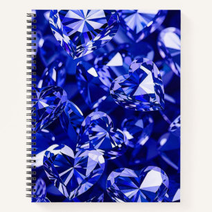 Blauer Kristall-Diamant-Herzen Notizblock
