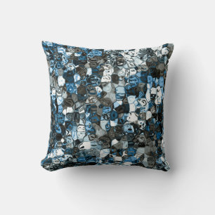 blauer Kristall / Mosaik abstraktes Design Kissen