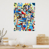 Blauer Kubikjunge Poster (Küche)