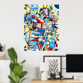 Blauer Kubikjunge Poster (Heimbüro)