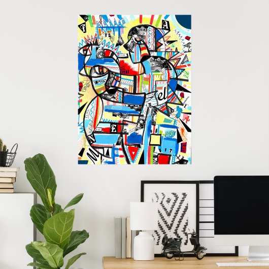 Blauer Kubikjunge Poster (Heimbüro)