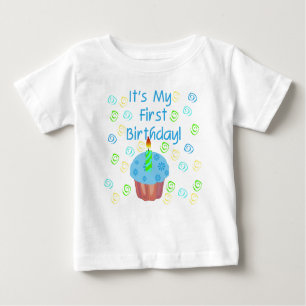 Blauer Kuchen-1. Geburtstag Baby T-shirt