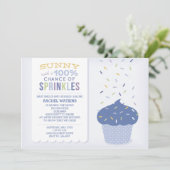 Blauer Kuchen Einladung nach Belieben (Stehend Vorderseite)