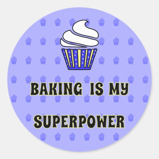 Blauer Kuchenbacken Supermacht Runder Aufkleber (Vorderseite)