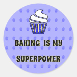 Blauer Kuchenbacken Supermacht Runder Aufkleber