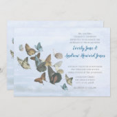Blauer Kupfer Gold Schmetterling Einladung Hochzei (Vorne/Hinten)