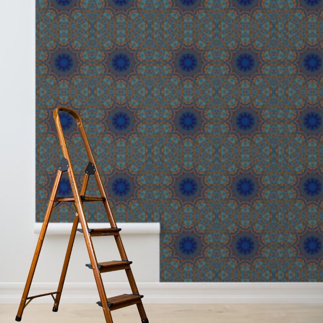 Blauer Kupfer-Graphic Tapete (Peel and stick Wallpaper Blue Copper Graphic Wallpaper)