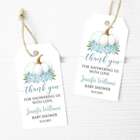 Blauer Kürbis Baby Dusche Danke Anhänger