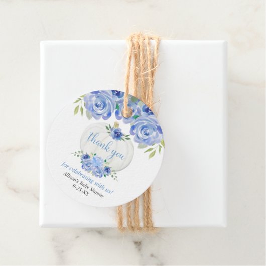 Blauer Kürbis Baby Dusche Geschenkanhänger (Beispiel)