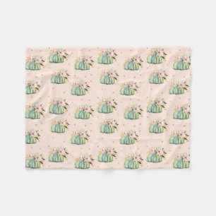 Blauer Kürbis Blumenfall Wasserfarbe elegant Herbs Fleecedecke